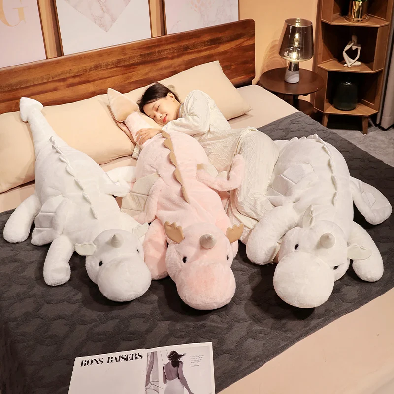 Giant Soft Plush Toy Little White Dragon Plush Toy White Dinosaur Stuffed Animal Toy Soft Doll Toys Birthday Gift for Boys Girls