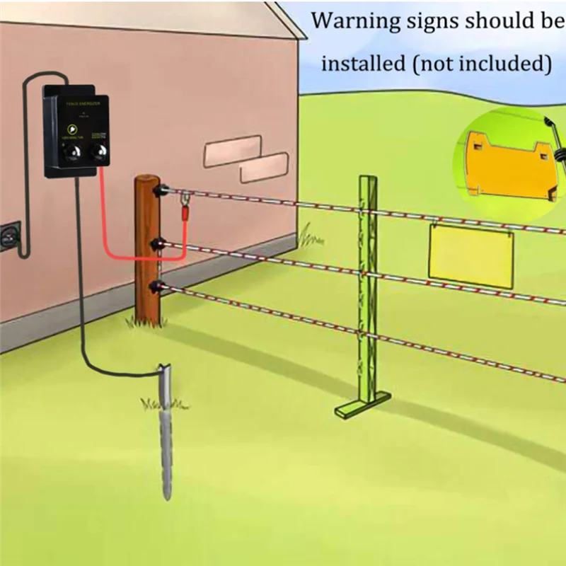 AF89-Para energizador de cerca elétrica Briidea evitando animais selvagens intrusão tensão de saída 5000 V 0.1Joule US Plug