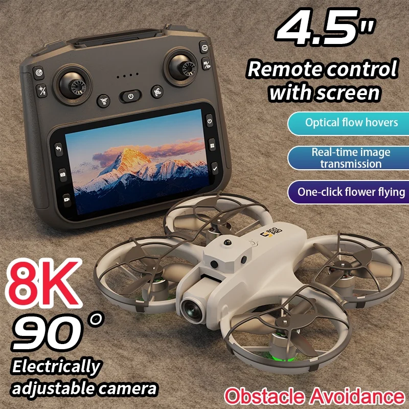 Brushless Screen RC Drone 360° Protection Obstacle Avoidance Screen Remote Control Quadcopter Brushless Optical Flow Hover Toys