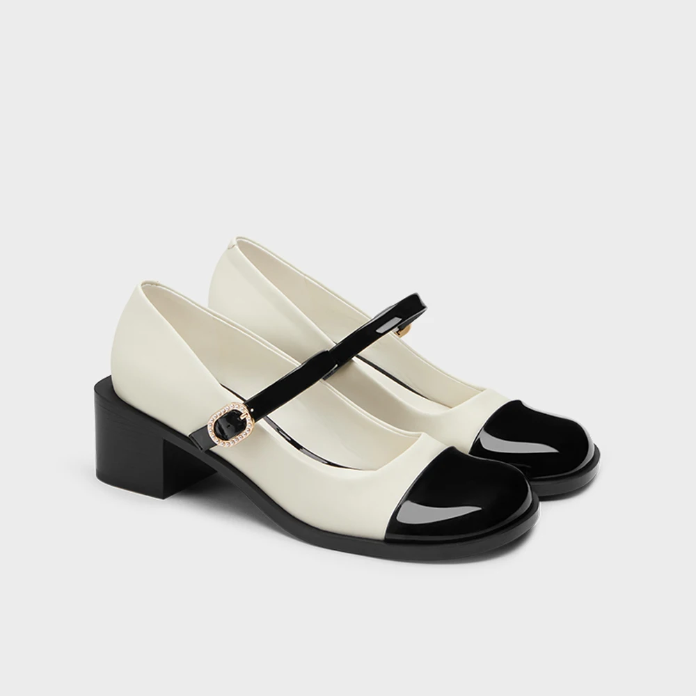 

FWRD Women's Patent Leather Round-Toe Chunky-Heel Mary Janes, Comfortable for Work, Daily & Chic #FWRD000260