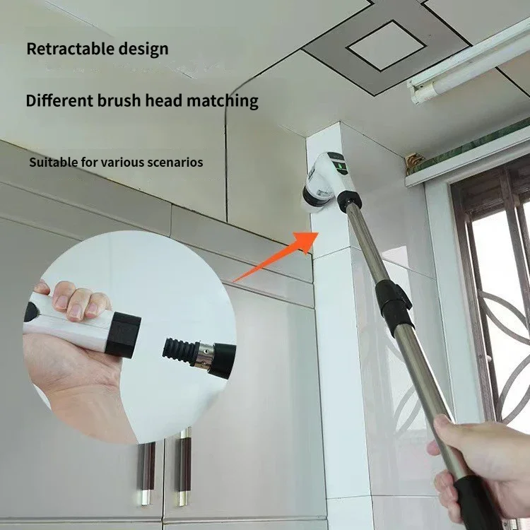 Electric Cleaning Brush:9-in-1 Head,Rotates Flexibly Multifunction Tool for Bathroom, Floors, Corner Gaps and Shower Room Glass