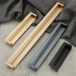 Cabinets Kitchen Concealed Drawer Pulls Hidden Mount Door Handles for Furniture Cabinet Knobs and Handles Embedded