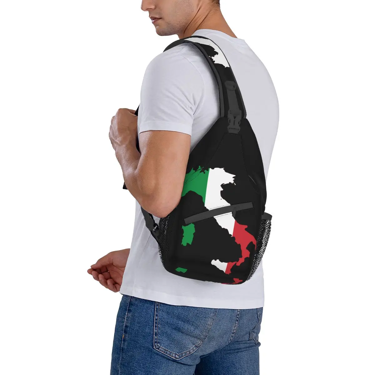 Italy Flag Small Sling Bags Chest Crossbody Shoulder Backpack Outdoor Hiking Daypacks Casual Bookbag