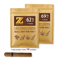 Humidor Humidity Control Cigar Humidifier Bag, Humidifier, 2-Way Humidity Control, 62%, 69%, 8 Grams, 10Pcs