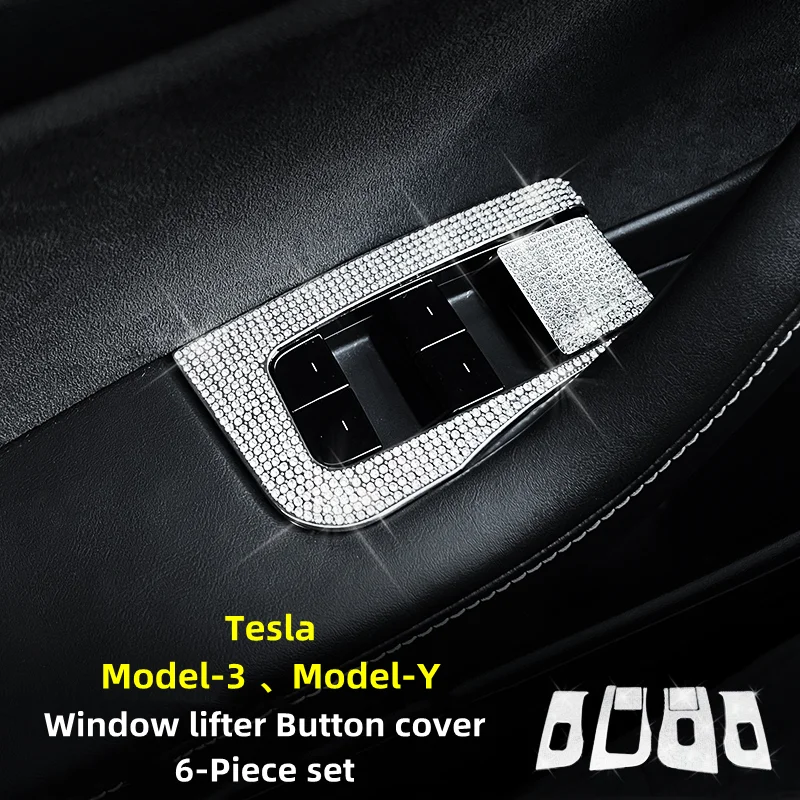 Per Tesla Model 3 Model Y volante Air Vent Windows pannello di controllo decorazione diamante accessori adesivi interni in cristallo