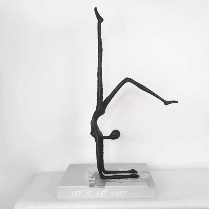 Inverted Gymnastics Figure Abstract Art Sculpture, Modern Home Decoration, Cast Iron Dancer Sculpture, Office Desk Ornament