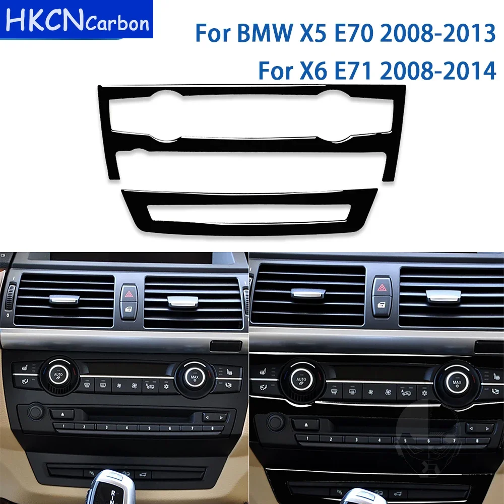 For BMW X5 E70 2008-2013 X6 E71 2008-2013 Accessories Car Black Plastic Air Conditioning Panel Frame Trim Sticker Decoration