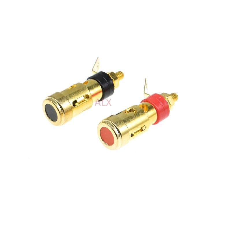 2Pcs 40MM Brass Speaker Binding Post Gold Plated Spring Loaded Press Terminal Connectors