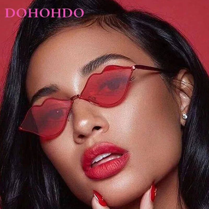 

Fashion Special-Shaped Lips Small Metal Frame Sunglasses Women Man Sungasses Party Street Photography Shades UV400 Lentes Mujer