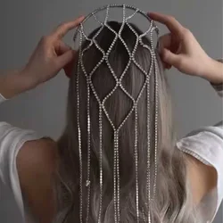 Luxury Rhinestone Mesh Headband for Women Wedding Bridal Hair Accessory Elegant Princess Heardwear Fine Jewelry Sweet Gifts
