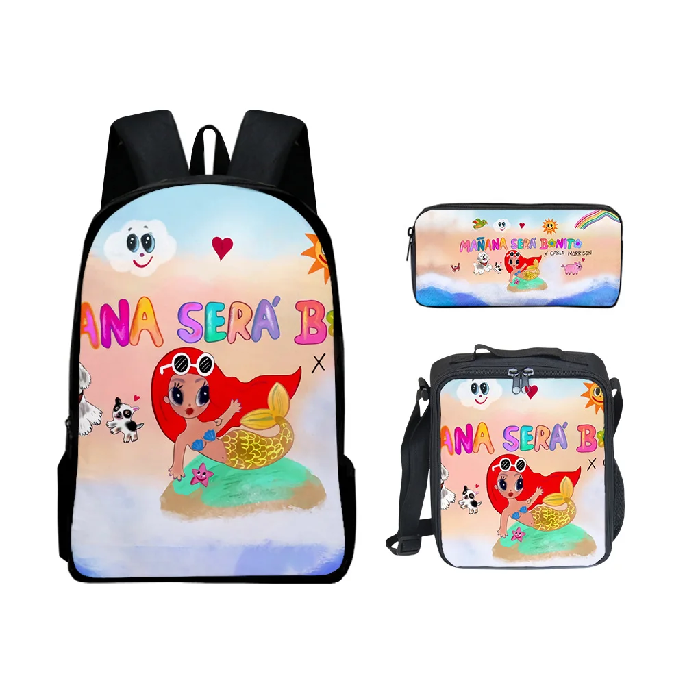 Popular Fashion Funny Manana Sera BonitoI 3D Print 3pcs/Set pupil School Bags Laptop Daypack Backpack Lunch bag Pencil Case