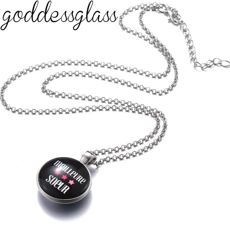 Personalized Double-sided Custom Photo glass cabochon Pendant Necklace Bronze/Silver plated colors 60cm chains Family Logo Pets