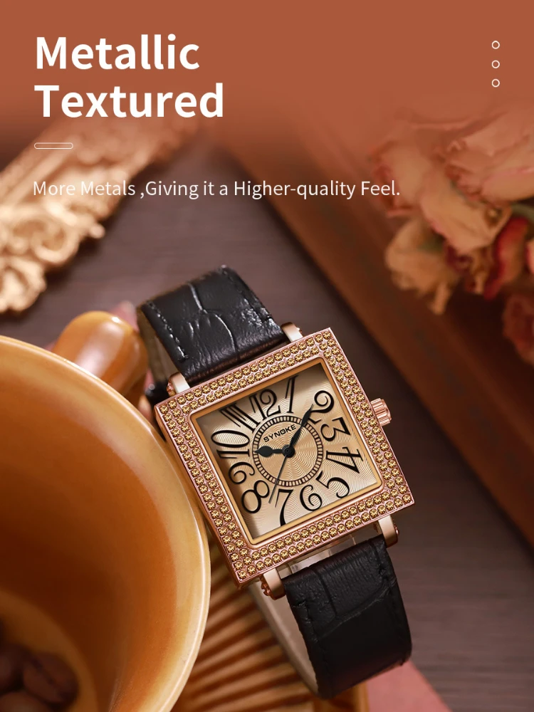 Reloj clásico con números romanos para mujer, pulsera de cuarzo de lujo, correa de cuero marrón y negro, esfera blanca elegante