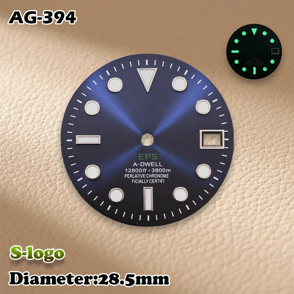 S Logo 28.5mm SUB Gradient Dial NH35/NH36/4R/7S Movements Green Luminous Watches for men Watch Modification Accessories