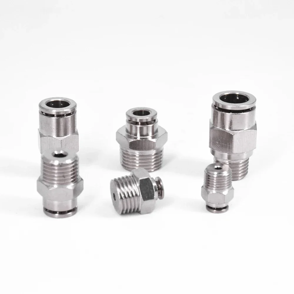 

Pneumatic Connectors M5 1/8" 1/4" 3/8" 1/2" BSPT Male Nickel Plated Brass Push In Quick Connector Release Air Fitting Plumbing