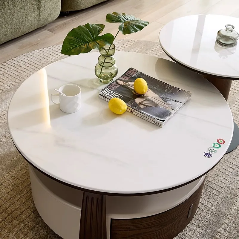 طاولة القهوة المستديرة اللطيفة تحويل الأدراج مصمم رخيصة الملحقات طاولة جانبية غرفة نوم أثاث غرفة المعيشة البسيطة #6
