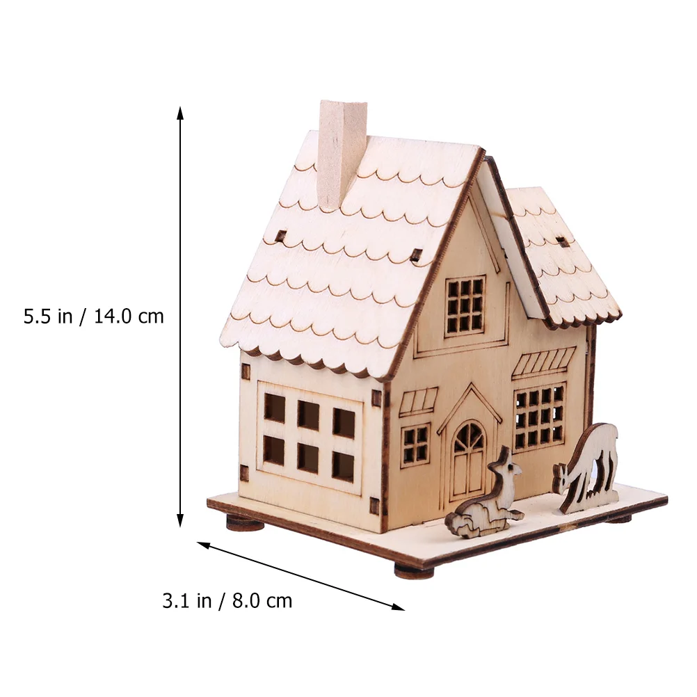 Cookie Decorating Wooden Illuminated Cabin Christmas House Inflatable Luminous Tabletop Xmas Ornament Desktop Decoration