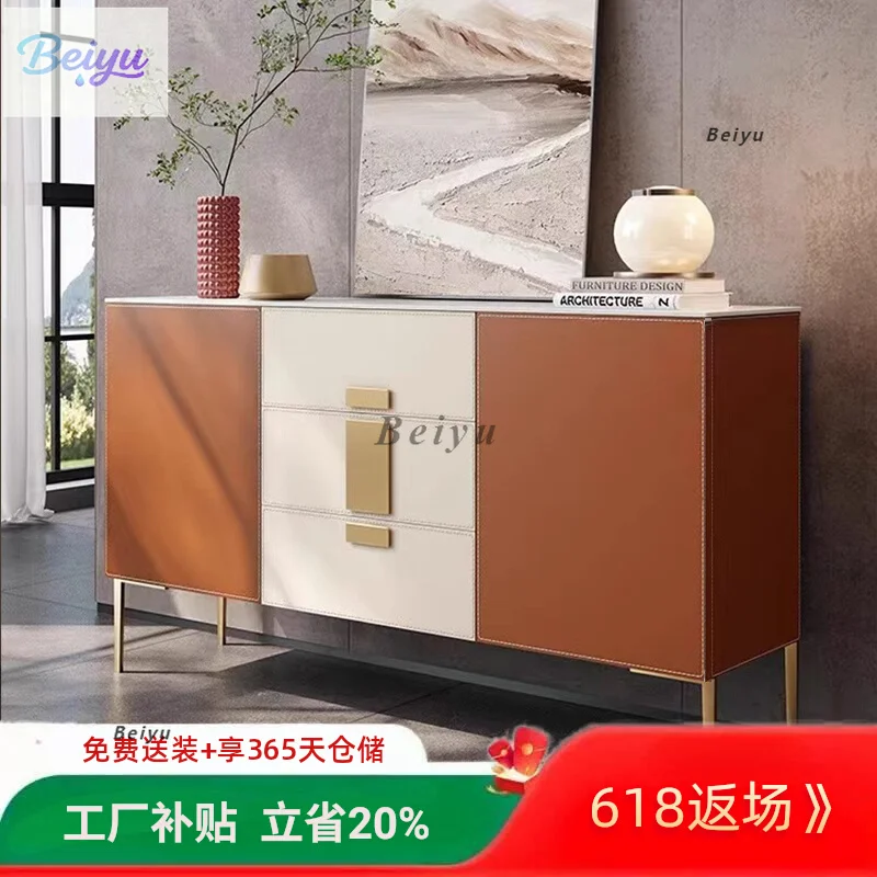 

Боковой шкаф, современный простой гостевой ресторан, встроенное настенное седло, кожаный винный шкаф из цельного дерева, входной шкаф для хранения