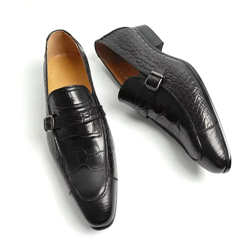 Luxe Echt Lederen Schoenprint Heren Loafers Handgemaakt Hoge Kwaliteit Zakelijke Formele Kantoor Casual Schoenen Zapatos De Hombre