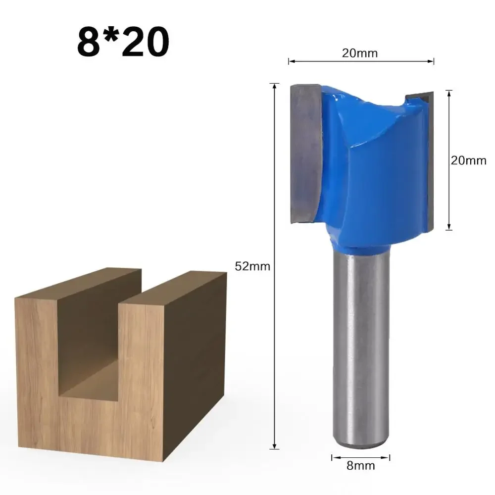 1PC 8mm Shank Straight Woodworking Router Bit Set Wood Cutter 6/8/10/12/14/18/20mm Cutting Diameter MillingFlush Trim Bit Tool