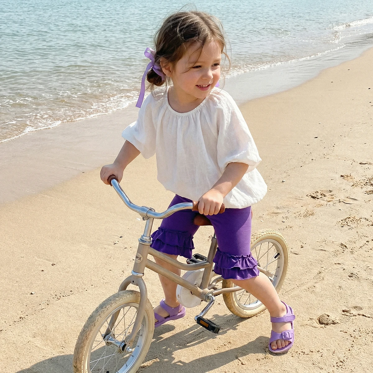 Mädchen Dehnbare Baumwoll-Leggings mit Rüschensaum für 4-8 Jahre Komfortable Elastische Taille Kinder-Unterhosen – Detail 2