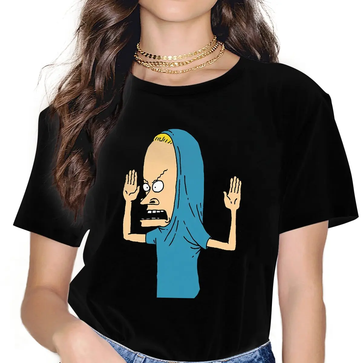 Beavis and Butt-Head Girls T Shirt Humor Female Tops Polyester Harajuku Kawaii Y2k Tees Ladies Tshirt