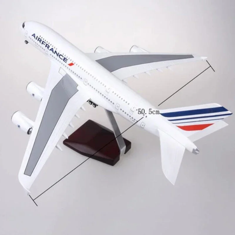 Imagem -06 - Avião Modelo Grande com Luz Led Airbus A380 Air Modelos França Avião Aviões Diecast Coleção ou Presente 1:160 Escala