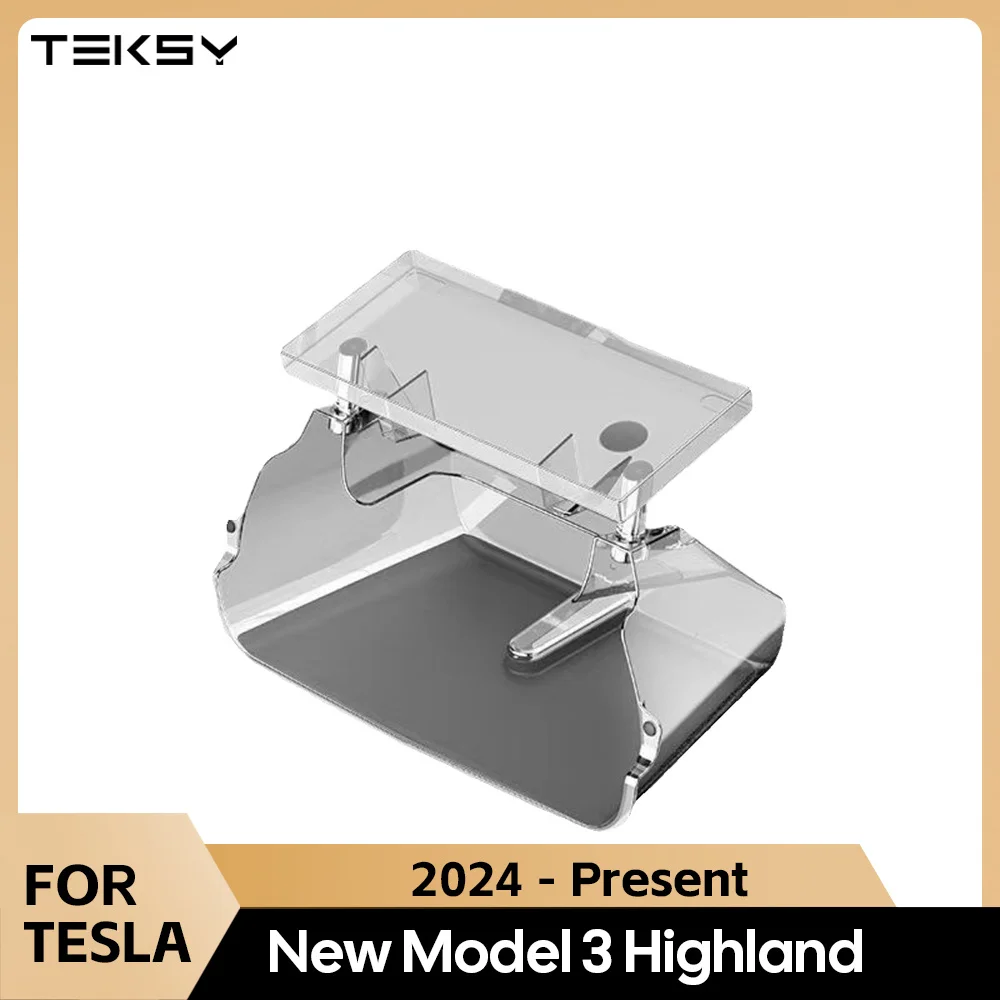 Per Tesla Model 3 Highland 2024 Organizzatore per console centrale trasparente con vassoio di rivestimento antiscivolo magnetico dietro lo schermo