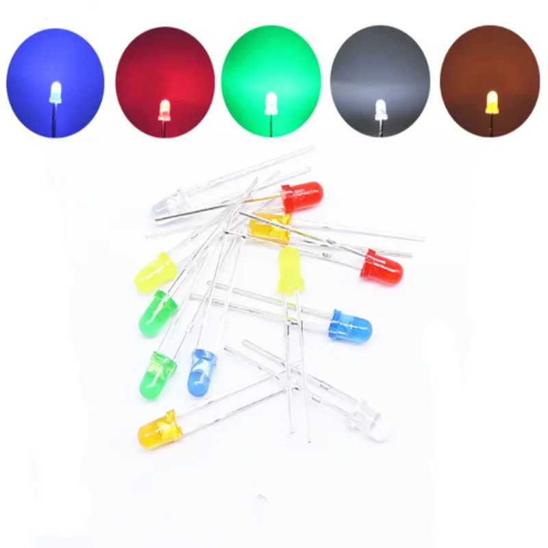 1000PCS 3mm 5mm LED Light LED F3 F5 Red Green Yellow Blue White Assorted Kit DIY LED Set Electronic Diy Kit Diode