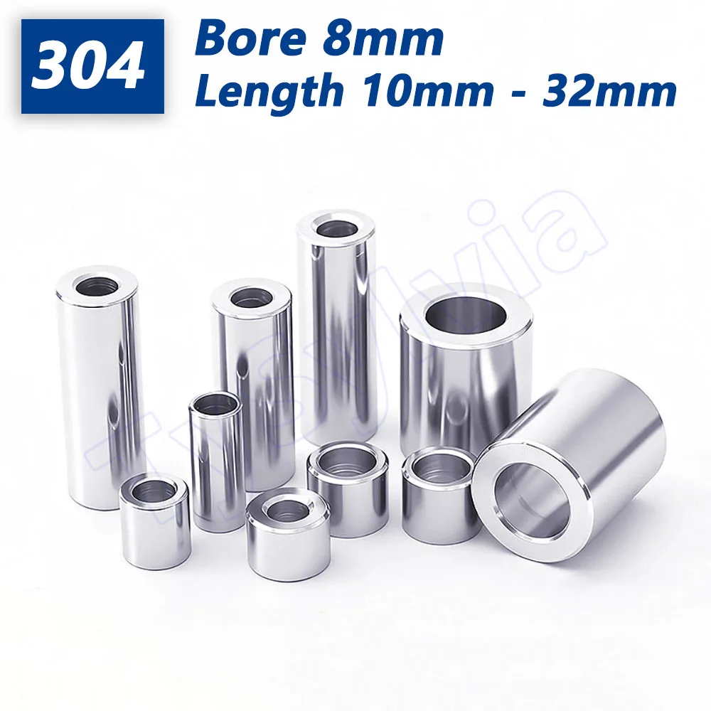 M8 304 Stainless Steel Hollow Standoff Spacer Tube, Unthreaded Through Hole Isolator for PCB Mounting DIY Electronics