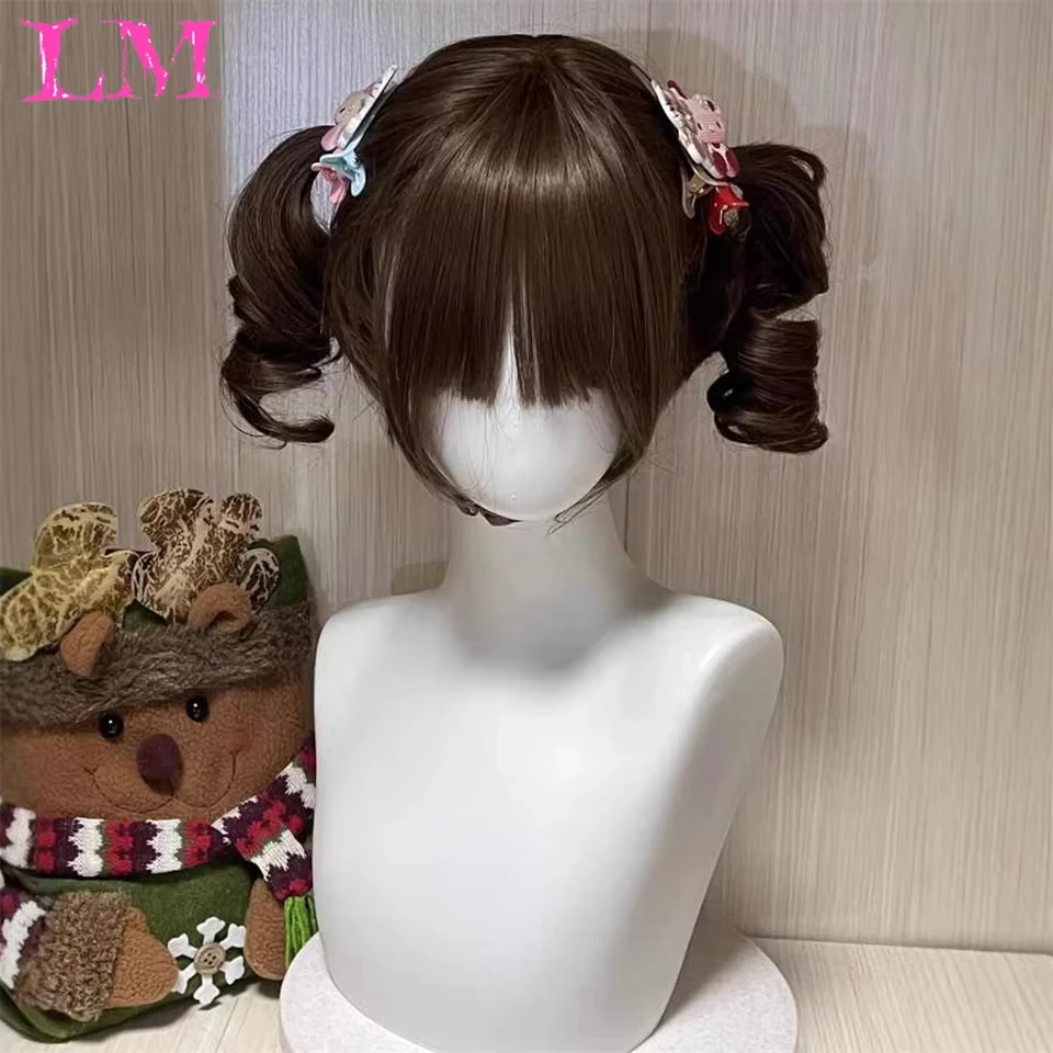 LM Synthetic Wigs Dark Brown Wig Long Wave Wigs for Women Hair Wig With Bangs Heat Resistant Party Daily Natural Use Heat Resist