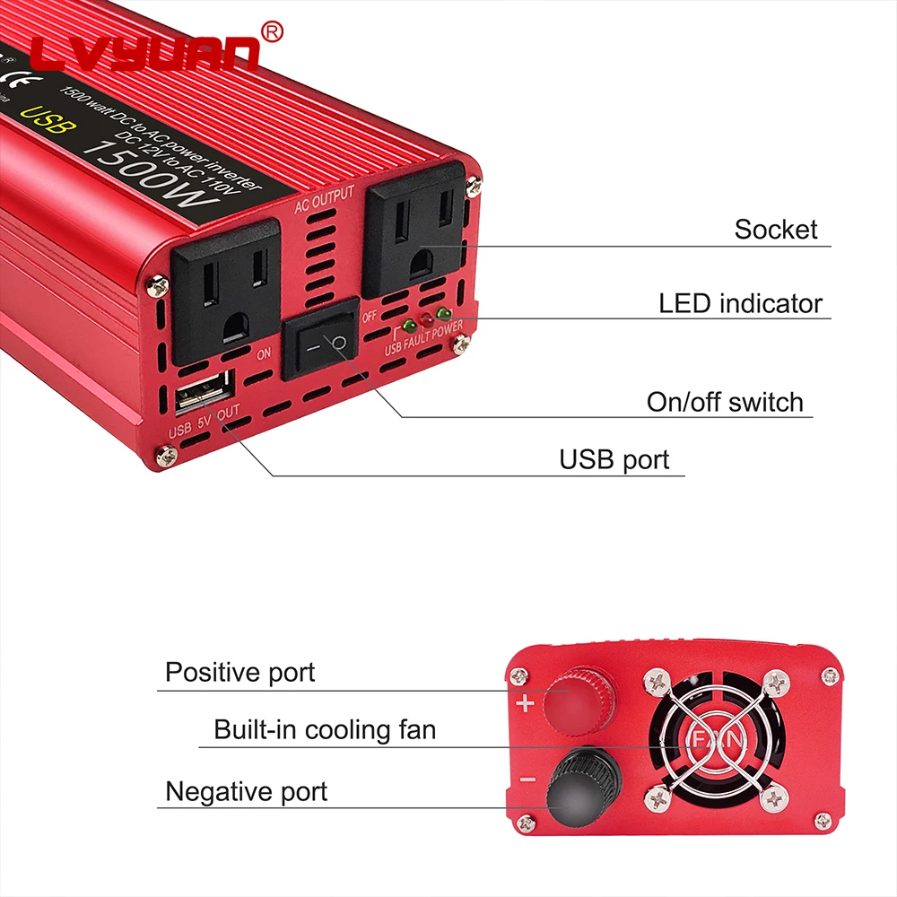 최고 순위 공급업체 500W 12v Dc24 볼트 - Ac 220v 자동차 전원 인버터(담배 라이터 포함)