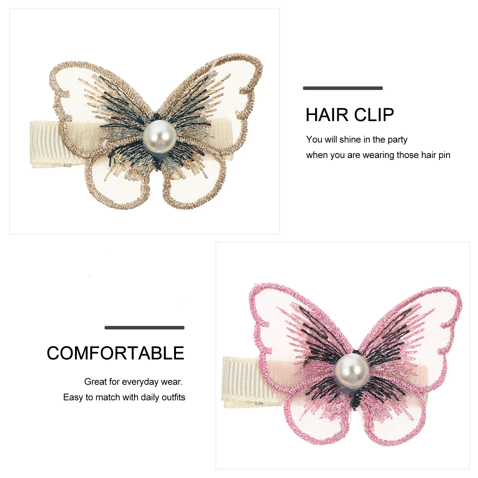 

14pcs Butterfly Pearl Hair Clips Chic Party Hairpin Bangs Barrette Fairy Duckbill Clip Women Headdress Hair Side Clips