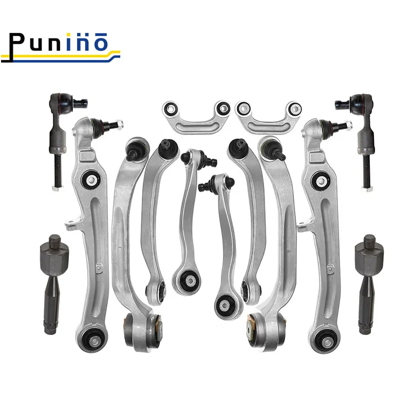 Punino Front Upper Lower Control Arm with Ball Joint Suspension Set for Audi A6 C6 2004 2005 2006 2007 2008 2009 2010 2011