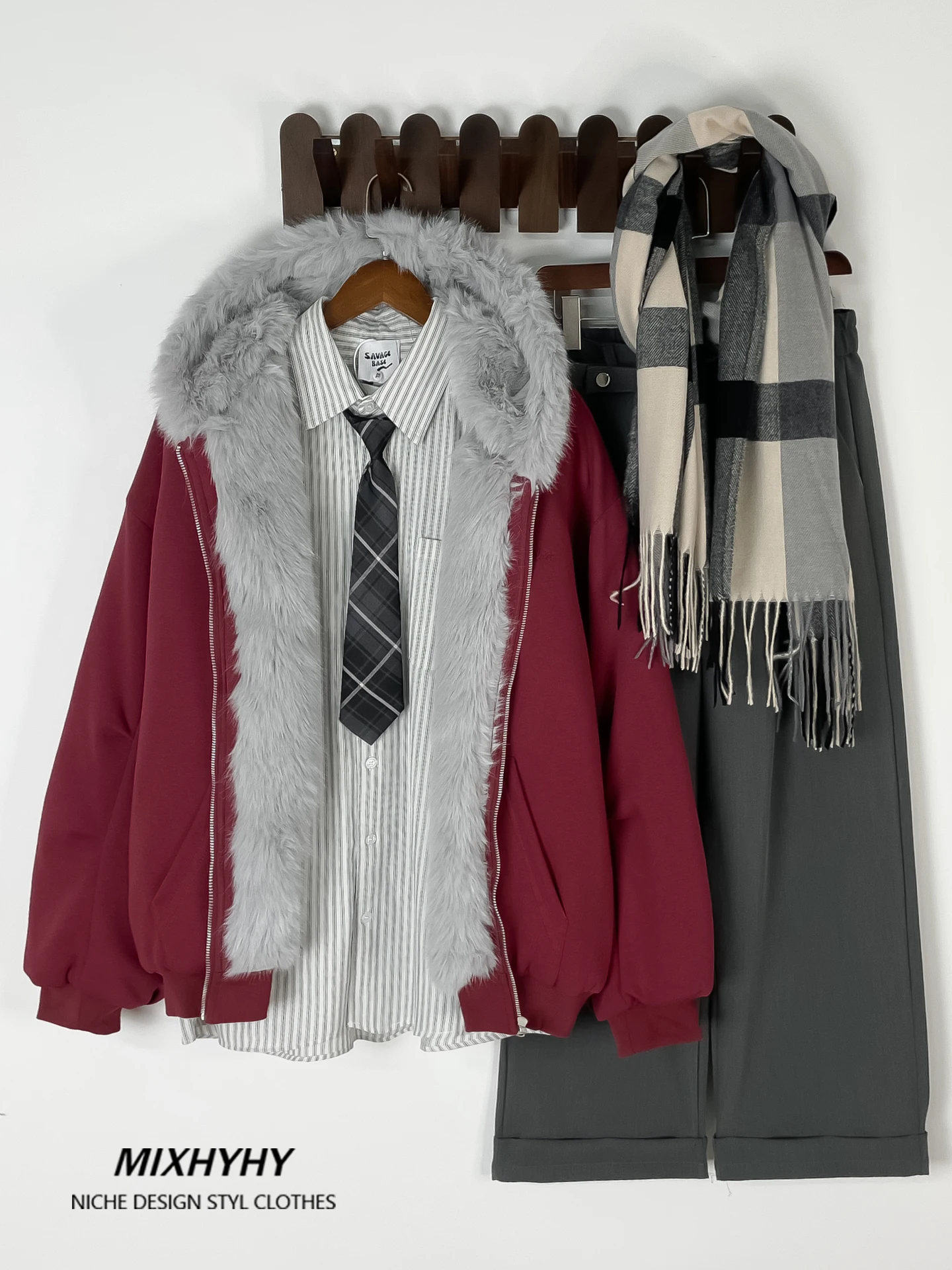 MIXHYHY الأمريكية الرجعية ort القطن Jaet الرجال وهمية الفراء طوق ثي معطف الشتاء الدافئ الشباب عادية طويلة Sve هوديي #2