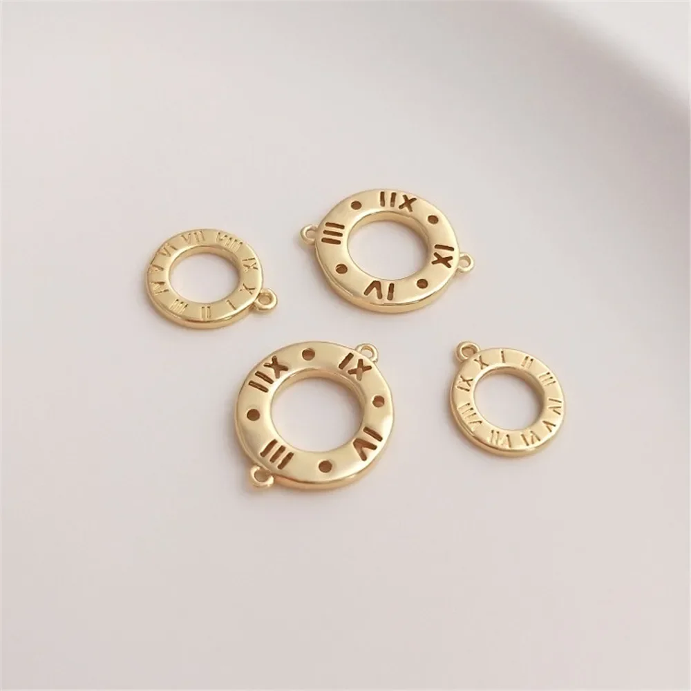 14K Gold Plated Roman digital clock ring pendant DIY double hanging accessories head accessories handmade materials