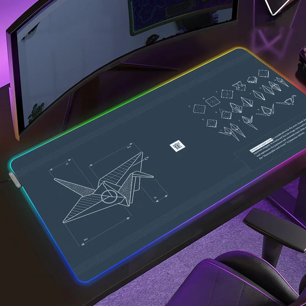 

Горячая новинка: Игровой коврик для мыши Paper Crane черно-белый, с LED-подсветкой, Micro USB, резиновый, RGB, настольный коврик XXL