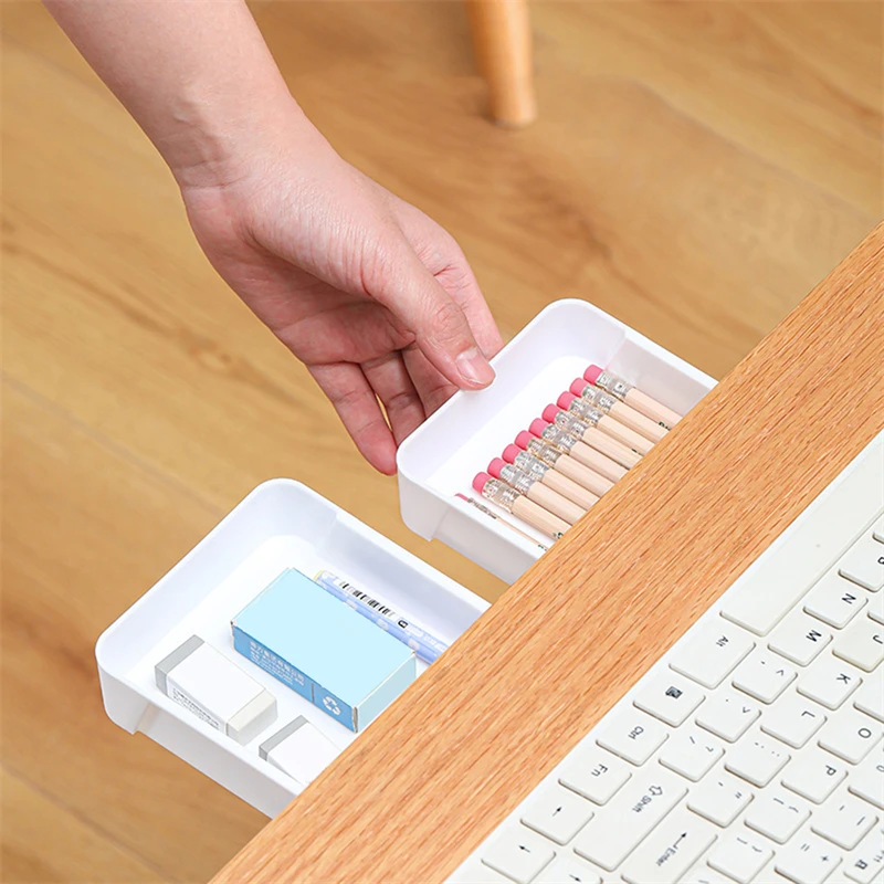 Convenient Desk Storage Under Desk Drawer Adhesive Sticky Hidden Self Multifunctional Storage Drawer Table for Home Desk School