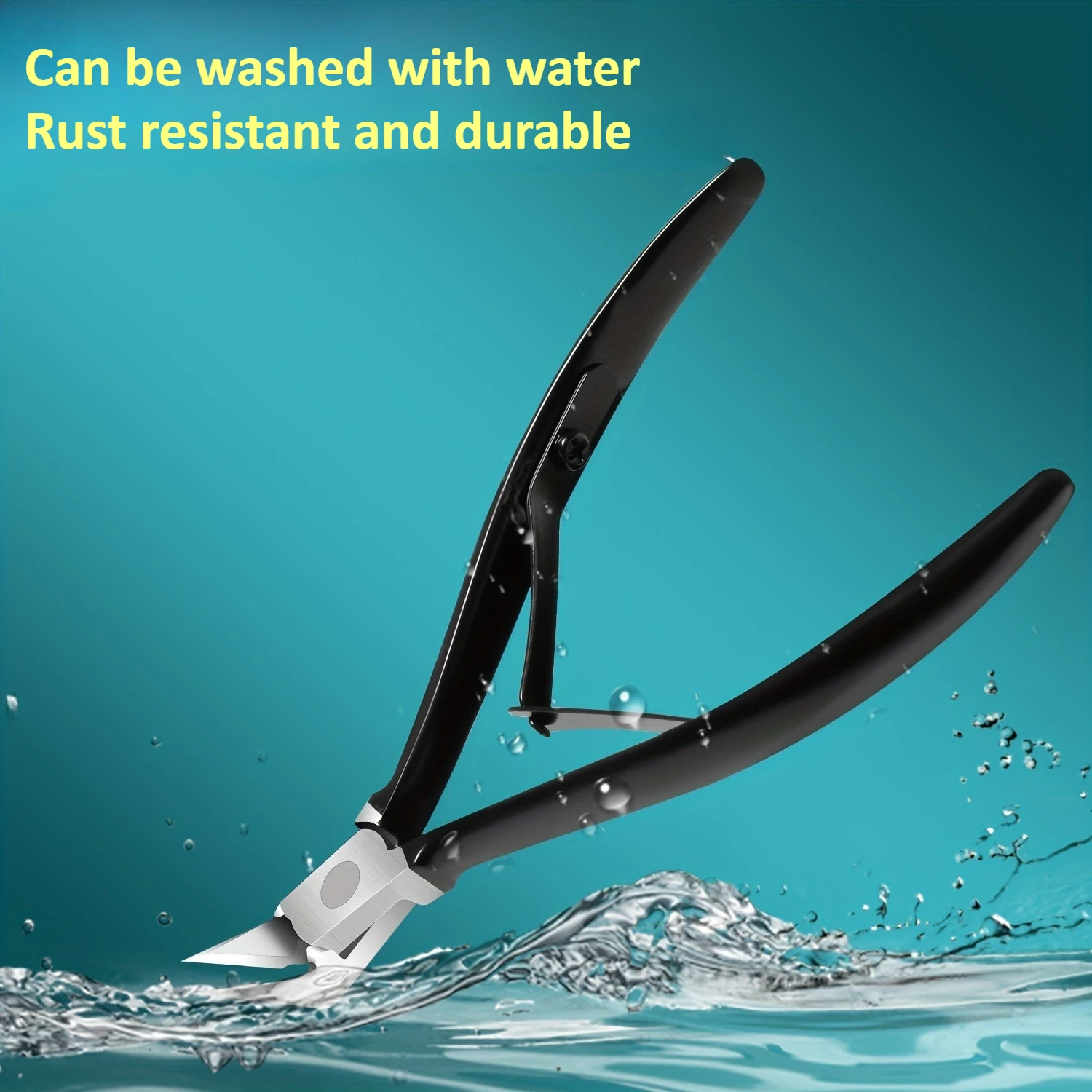 قطعة واحدة من ماكينة قص أظافر القدم السوداء من الفولاذ المقاوم للصدأ - تصميم منقار النسر للأظافر السميكة، غير معطرة، مثالية للتقليم المنزلي والباديكير، Na