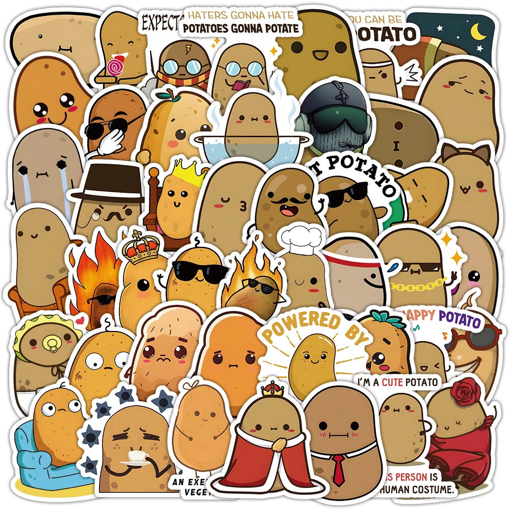 10/30/50pcs Cute Funny Cartoon Potato Creative Stickers Stationery DIY Laptop Phone Suitcase Decoration Sticker for Kid Toy Gift