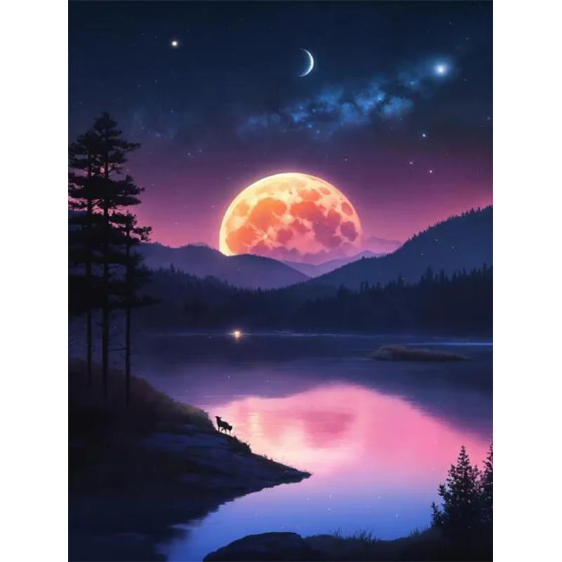 AB Diamond Diamond Painting The sea under the starry sky Embroidery Kit Wall Decoration Hanging Painting