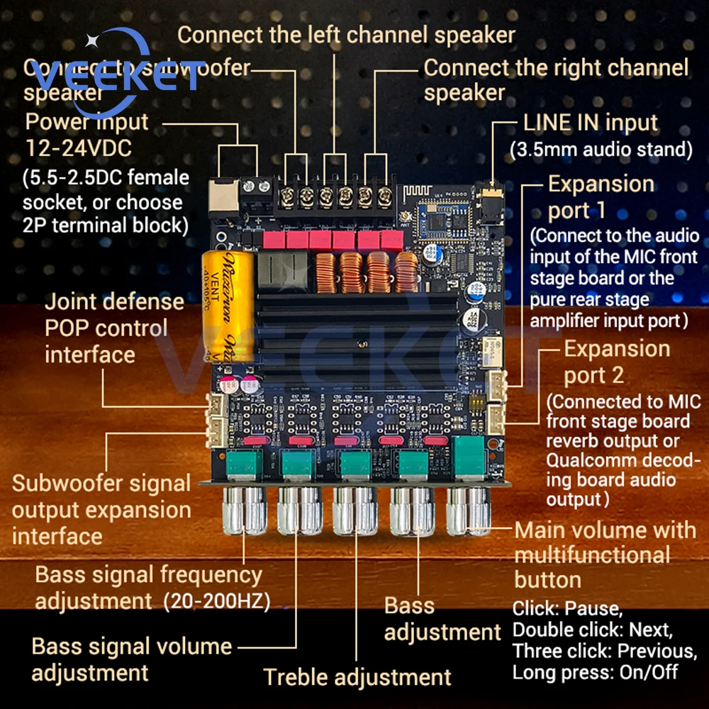 لوحة مضخم صوت كوالكوم 2.1 قناة 50 وات + 50 وات + 100 وات وحدة أمبير طاقة رقمية مع APTX ضياع DAC صوت TPA3116 #5