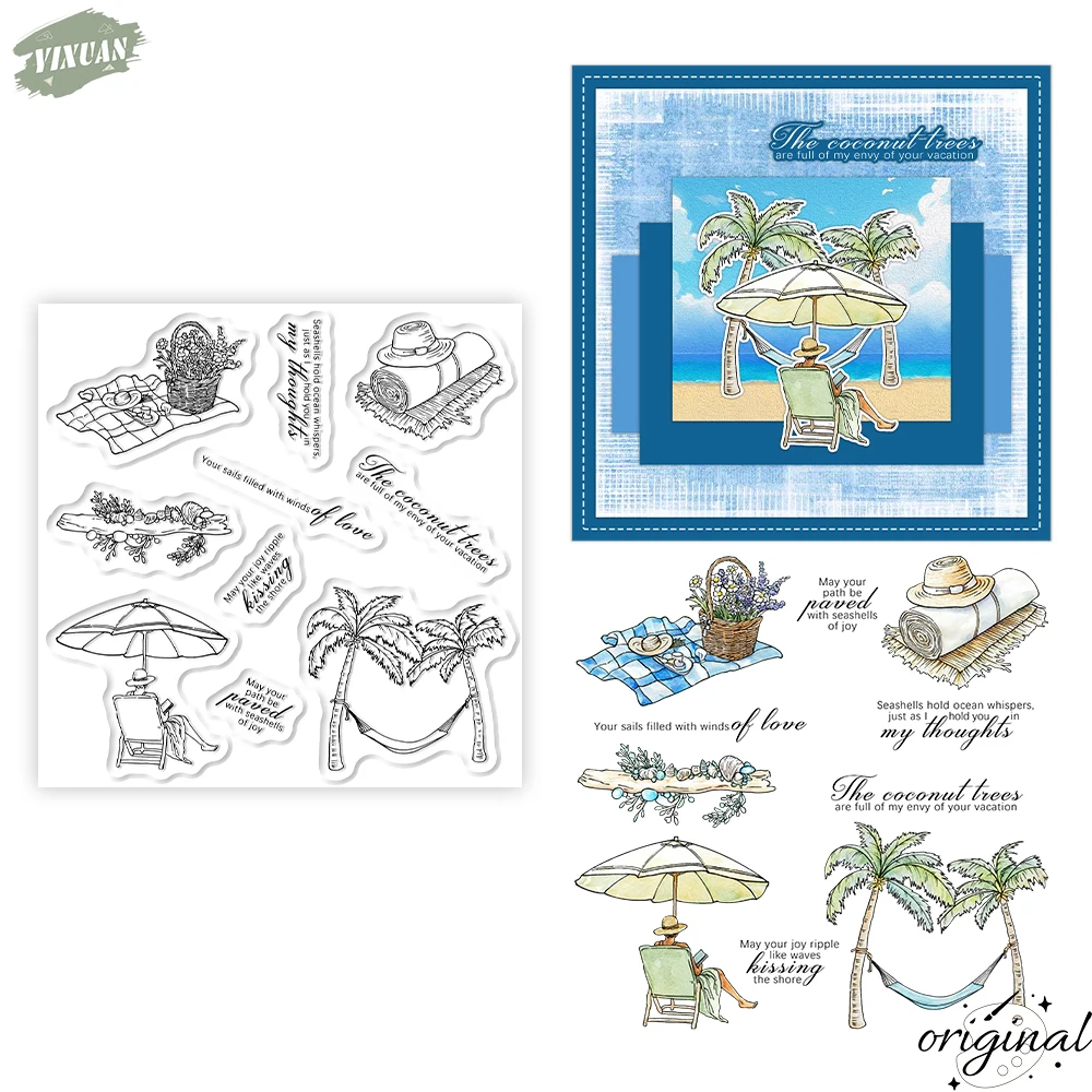 Clear Silicone Stamps For Card Making - Summer Holiday Cutting Dies Clear Stamp