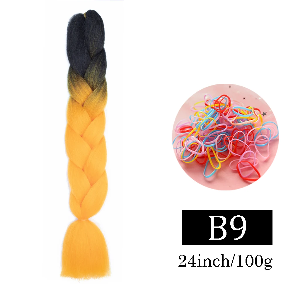 24-Zoll-Jumbo-Zöpfe, Verlängerungen, synthetisches Flechthaar, Afro-Ombre-Farbe, Kanekalon-Haar für Kinder, Zopf