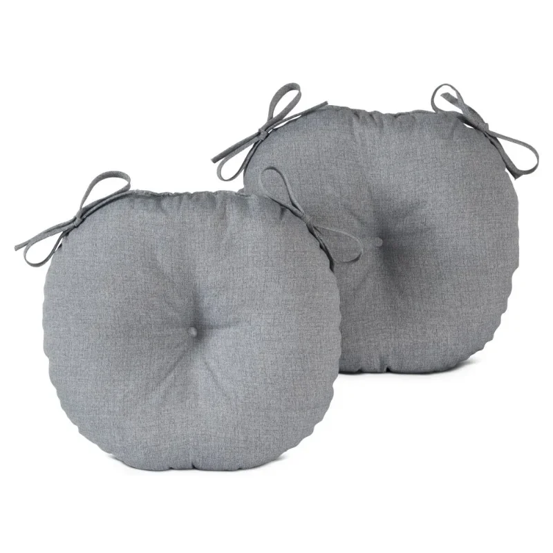 

new Heather Gray 15 in. Round Outdoor Reversible Bistro Seat Cushion (Set of 2)-Home
