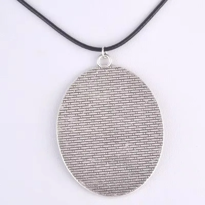 Fit 40*30Mm Ancient Silver Color Blank Pendant Base Necklace Glass Cabochon Bezel Tray Vintage Necklace Making Jewelry Setting