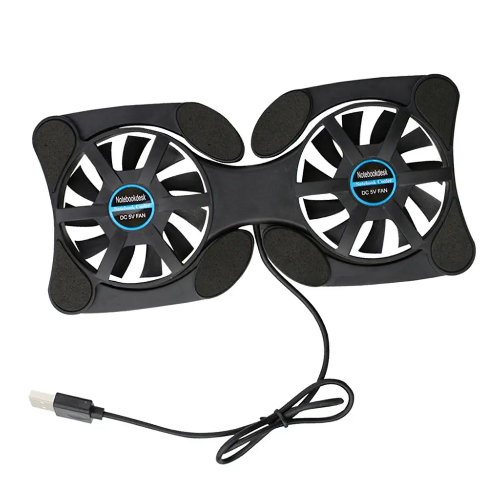 Portable Notebook Cooling Pad USB Twin Fan Cooler Radiator Foldable Cooling Stand ABS Material for Computer Laptops