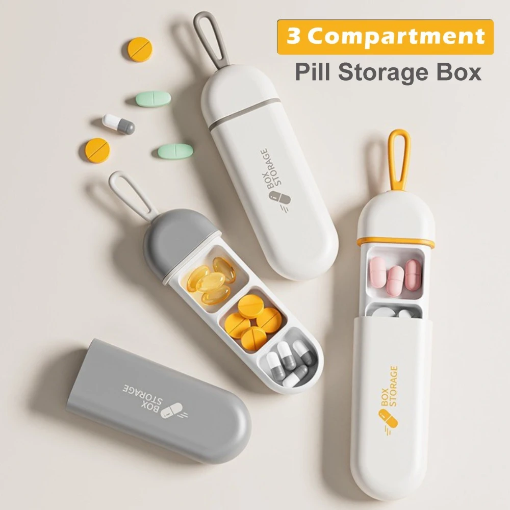 

1 шт., органайзер для ежедневных лекарств, портативный, безопасный для пищевых продуктов, диспенсер для таблеток, дорожный дозатор таблеток, аптечки, прочная, прочная карманная коробка для таблеток