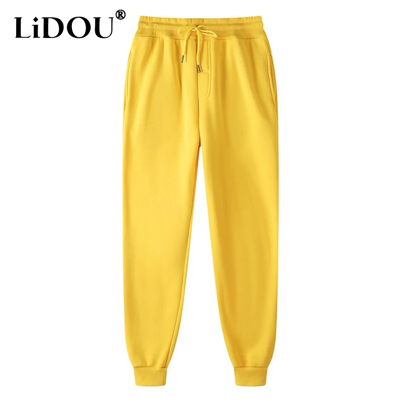 

2023 Spring Autumn New Solid Color Elastic Waist Pockets Drawstring Sweatpants Man Fashion Pants Loose Casual All-match Trousers