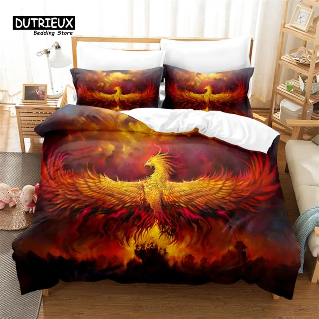 Flaming Phoenix Duvet Cover Full Queen Phoenix Nirvana Fired Volcano Bedding Set Microfiber Comforter Cover For Teen Adult Decor